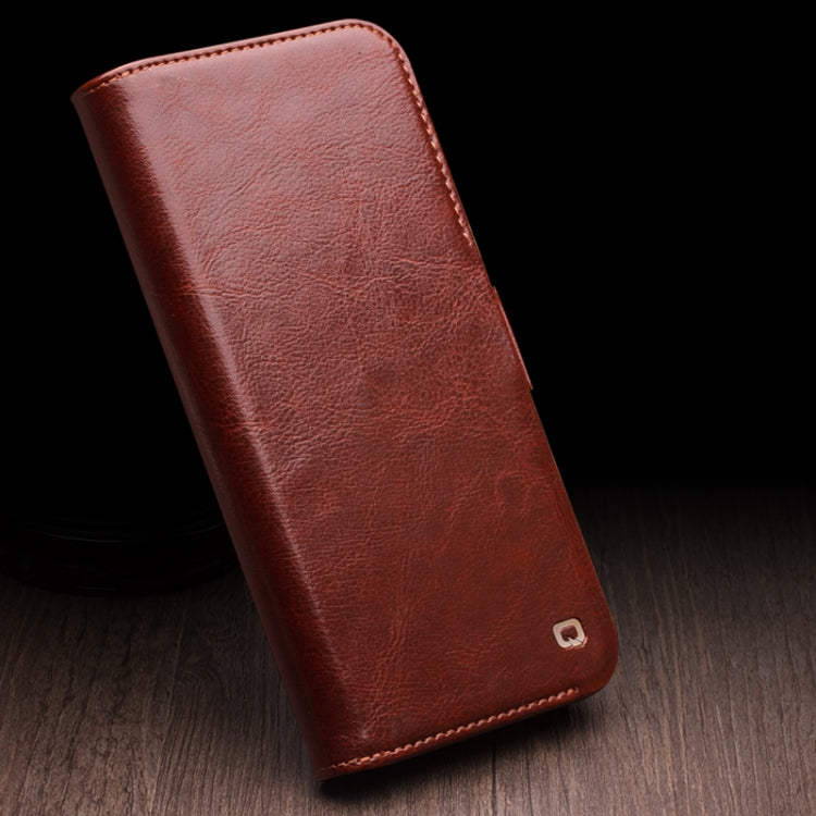 For iPhone 15 Plus QIALINO Classic 103 Buckle Genuine Leather Phone Case(Brown) - iPhone 15 Plus Cases by QIALINO | Online Shopping UK | buy2fix