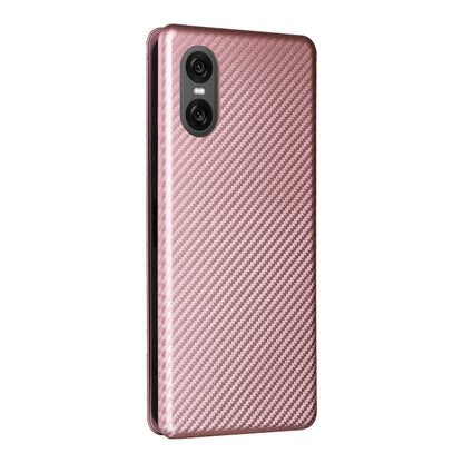 For Sony Xperia 10 VI 2024 Carbon Fiber Texture Flip Leather Phone Case(Pink) - Sony Cases by buy2fix | Online Shopping UK | buy2fix