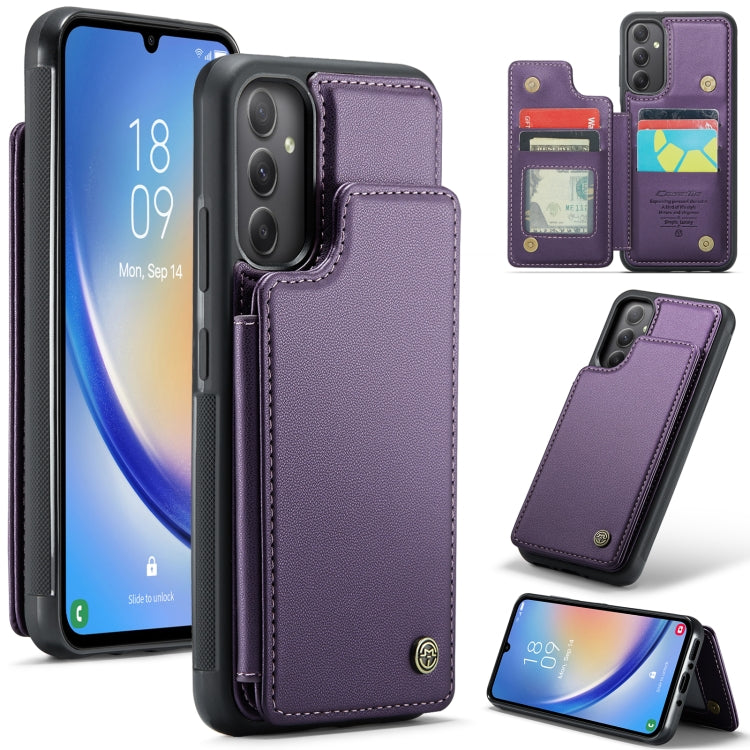 For Samsung Galaxy A34 5G CaseMe C22 Card Slots Holder RFID Anti-theft Phone Case(Purple) - Galaxy Phone Cases by CaseMe | Online Shopping UK | buy2fix