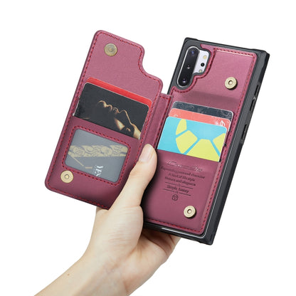 For Samsung Galaxy Note10+ 5G CaseMe C22 Card Slots Holder RFID Anti-theft Phone Case(Wine Red) - Galaxy Phone Cases by CaseMe | Online Shopping UK | buy2fix