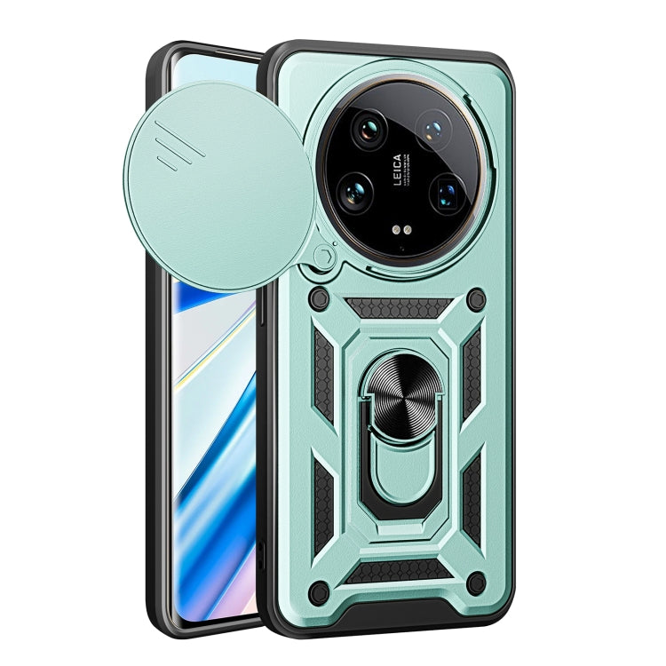 For Xiaomi 14 Ultra Sliding Camera Cover Design TPU Hybrid PC Phone Case(Mint Green) - 14 Ultra Cases by buy2fix | Online Shopping UK | buy2fix