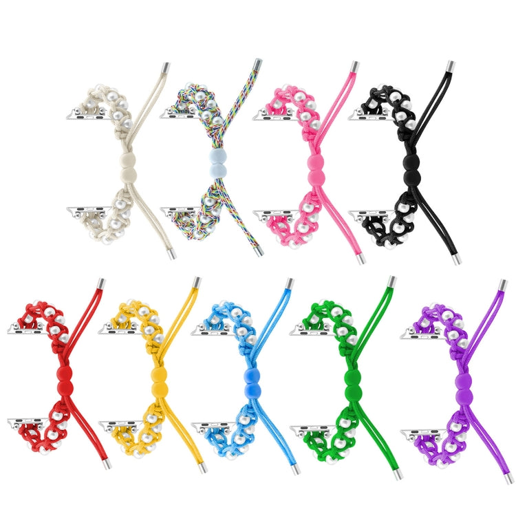 For Apple Watch Ultra 2 49mm Paracord Gypsophila Beads Drawstring Braided Watch Band(Rainbow) - Watch Bands by buy2fix | Online Shopping UK | buy2fix