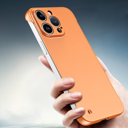 For iPhone 12 mini Frameless Metallic Paint Hybrid PC Phone Case(Orange) - iPhone 12 mini Cases by buy2fix | Online Shopping UK | buy2fix