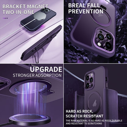 For iPhone 15 Pro Skin Feel MagSafe Magnetic Holder Phone Case(Purple) - iPhone 15 Pro Cases by buy2fix | Online Shopping UK | buy2fix