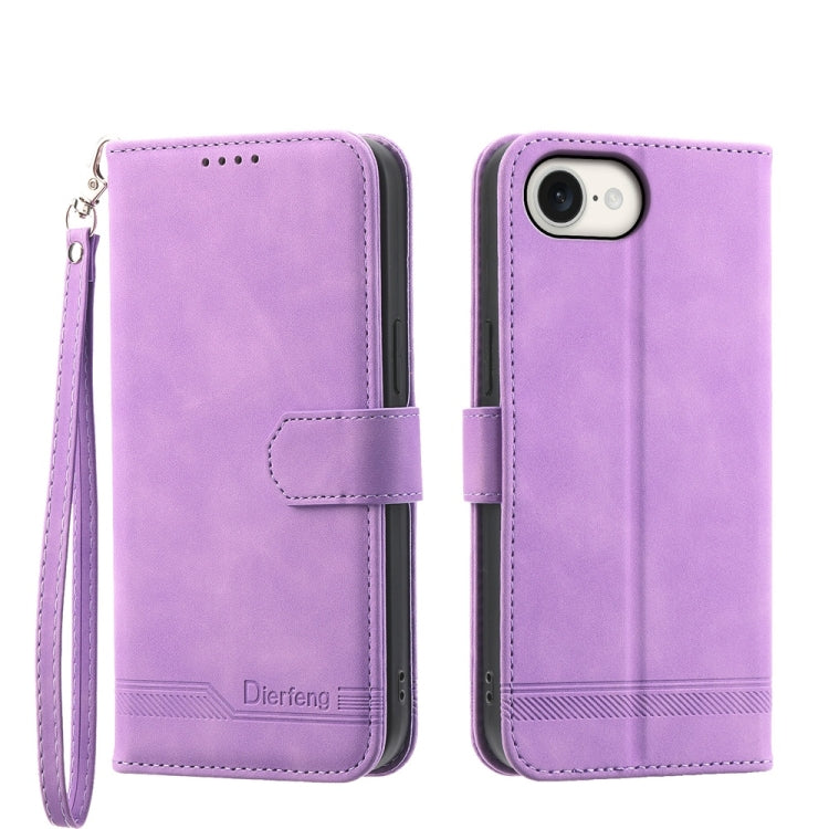 For iPhone SE 2024 Dierfeng Dream Line TPU + PU Leather Phone Case(Purple) - More iPhone Cases by buy2fix | Online Shopping UK | buy2fix