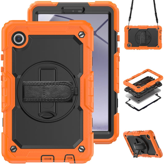 For Samsung Galaxy Tab A9 Silicone + PC Tablet Case with Shoulder Strap(Orange) - Galaxy Tab A9 by buy2fix | Online Shopping UK | buy2fix