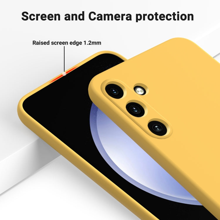 For Samsung Galaxy A55 5G Pure Color Liquid Silicone Shockproof Full Coverage Phone Case(Yellow) - Galaxy Phone Cases by buy2fix | Online Shopping UK | buy2fix