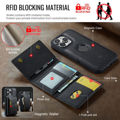 For iPhone 16 Pro Max DG.MING M5 Series Zip RFID Multi Card Detachable Leather Phone Case(Black) - iPhone 16 Pro Max Cases by DG.MING | Online Shopping UK | buy2fix