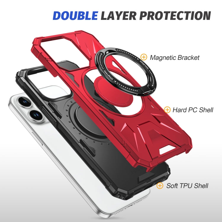 For iPhone 13 Pro MagSafe Magnetic Shockproof Phone Case with Ring Holder(Red) - iPhone 13 Pro Cases by buy2fix | Online Shopping UK | buy2fix