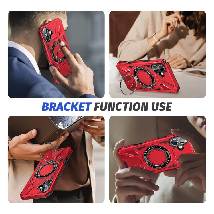 For iPhone 16 MagSafe Magnetic Shockproof Phone Case with Ring Holder(Red) - iPhone 16 Cases by buy2fix | Online Shopping UK | buy2fix