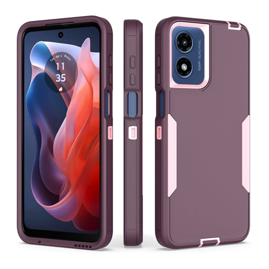 For Motorola Moto G Play 4G 2024 2 in 1 Magnetic PC + TPU Phone Case(Purple Red+Pink) - Motorola Cases by buy2fix | Online Shopping UK | buy2fix
