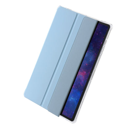 For Samsung Galaxy Tab S9 Ultra/S8 Ultra 3-Fold Clear Acrylic Leather Tablet Case(Ice Blue) - Galaxy Tab S9 Ultra Cases by buy2fix | Online Shopping UK | buy2fix