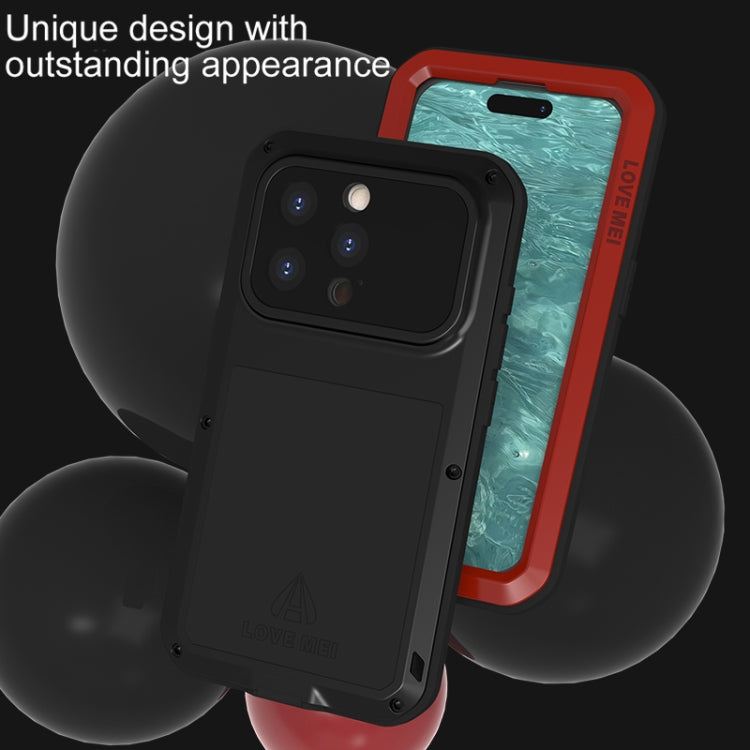 For iPhone 15 Pro LOVE MEI Metal Shockproof Life Waterproof Dustproof Phone Case(Red) - iPhone 15 Pro Cases by LOVE MEI | Online Shopping UK | buy2fix