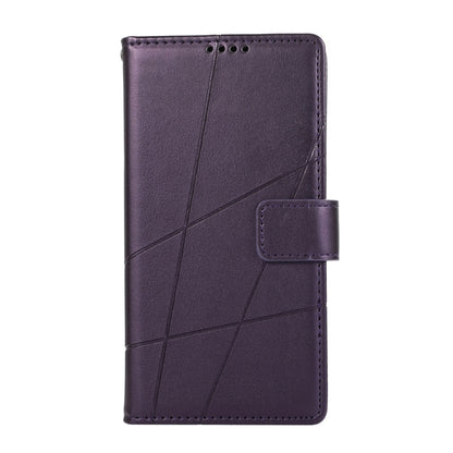 For Samsung Galaxy S24 5G PU Genuine Leather Texture Embossed Line Phone Case(Purple) - Galaxy S24 5G Cases by buy2fix | Online Shopping UK | buy2fix