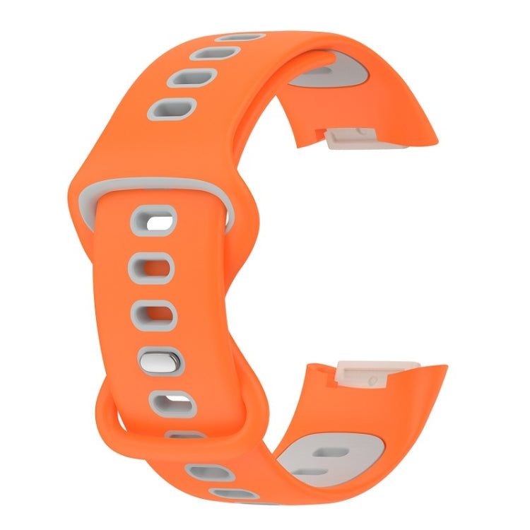 For Fitbit Charge 6 Two Color Silicone Watch Band(Orange Grey) - Watch Bands by buy2fix | Online Shopping UK | buy2fix