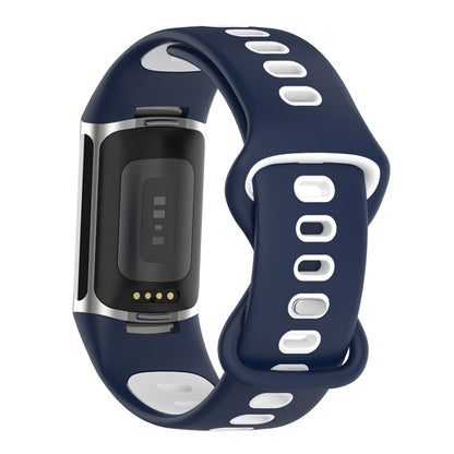 For Fitbit Charge 6 Two Color Silicone Watch Band(Midnight Blue White) - Watch Bands by buy2fix | Online Shopping UK | buy2fix