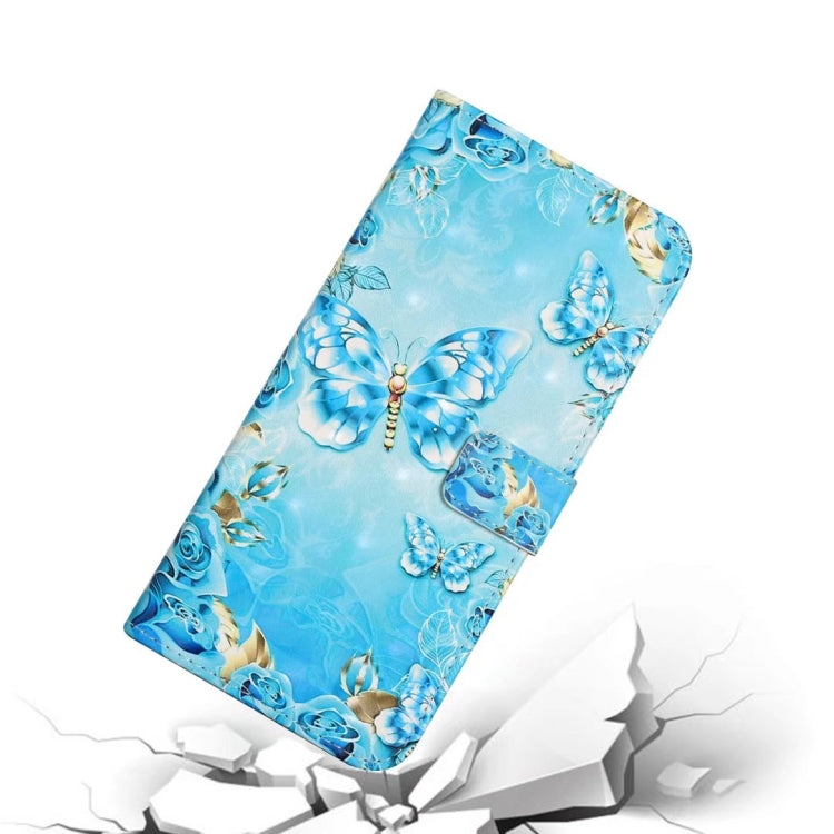 For iPhone 16 Pro Max Oil Embossed 3D Drawing Leather Phone Case(Blue Butterflies) - iPhone 16 Pro Max Cases by buy2fix | Online Shopping UK | buy2fix