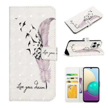 For iPhone 16 Pro Max Oil Embossed 3D Drawing Leather Phone Case(Feather) - iPhone 16 Pro Max Cases by buy2fix | Online Shopping UK | buy2fix