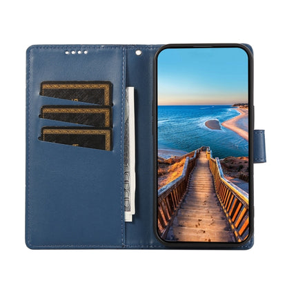 For Xiaomi 14 PU Genuine Leather Texture Embossed Line Phone Case(Blue) - 14 Cases by buy2fix | Online Shopping UK | buy2fix