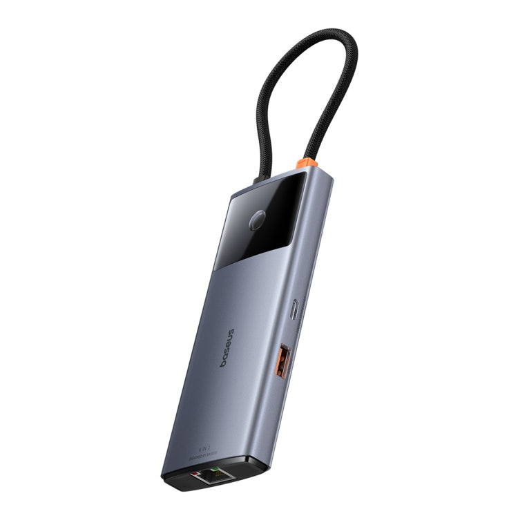 Baseus Metal Gleam Series II 6 in 1 Type-C to 1xHDMI+2xType-C+2xUSB+1xRJ45 HUB Docking Station(Space Grey) - USB HUB by Baseus | Online Shopping UK | buy2fix