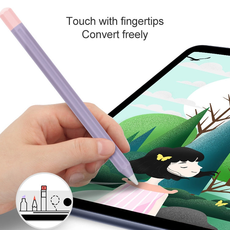 For Apple Pencil 2 Stylus Touch Pen Split Contrast Color Silicone Protective Case(Lavender Purple Pink) - Pencil Accessories by buy2fix | Online Shopping UK | buy2fix