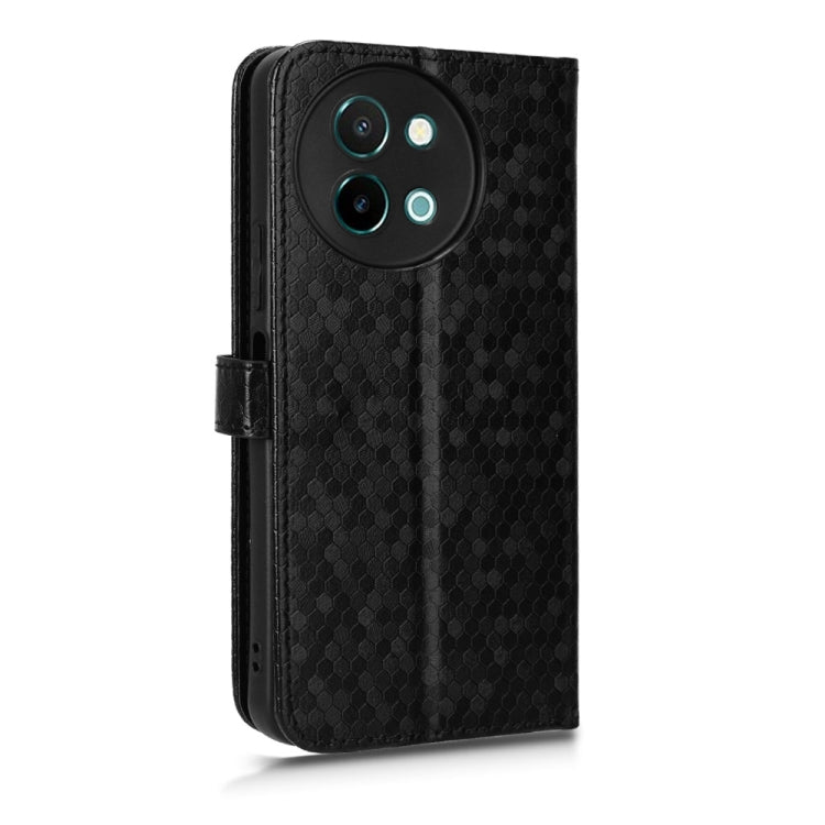 For vivo Y38 5G / Y200i Honeycomb Dot Texture Leather Phone Case(Black) - vivo Cases by buy2fix | Online Shopping UK | buy2fix