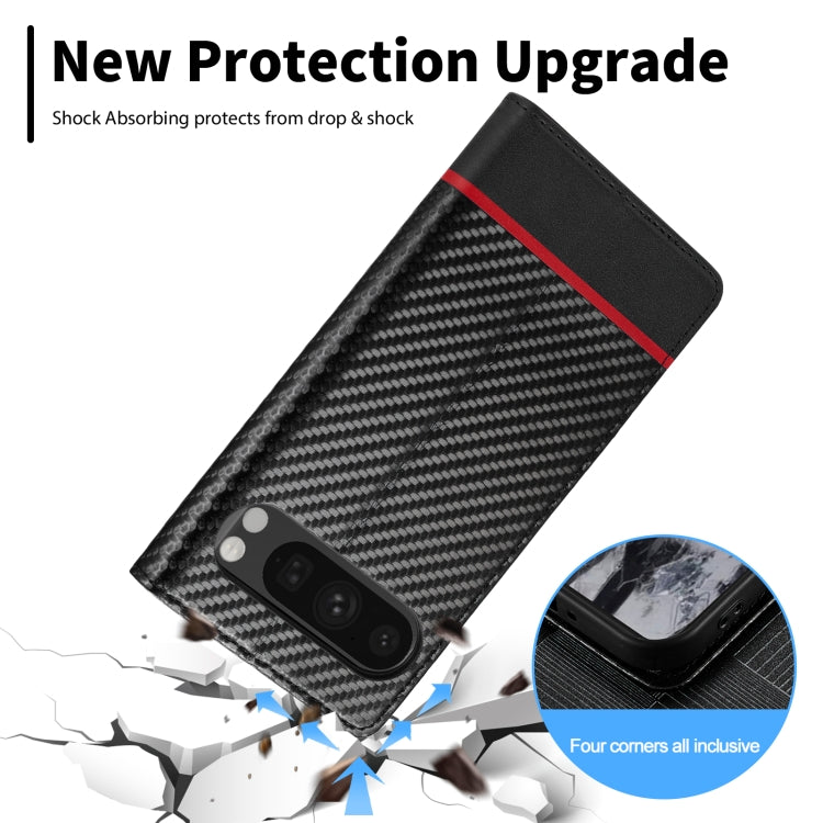 For Google Pixel 9 Pro LC.IMEEKE Carbon Fiber Leather Phone Case(Horizontal Black) - Google Cases by LC.IMEEKE | Online Shopping UK | buy2fix