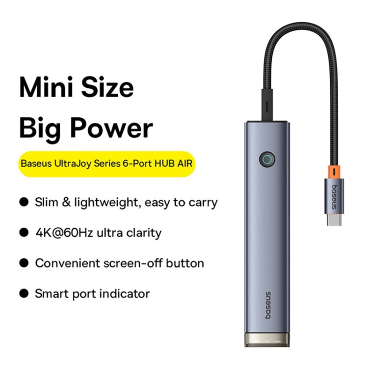 Baseus BS-OH166 UltraJoy Series 6 in 1 USB-C / Type-C Port HUB Docking Station AIR(Space Grey) - USB HUB by Baseus | Online Shopping UK | buy2fix