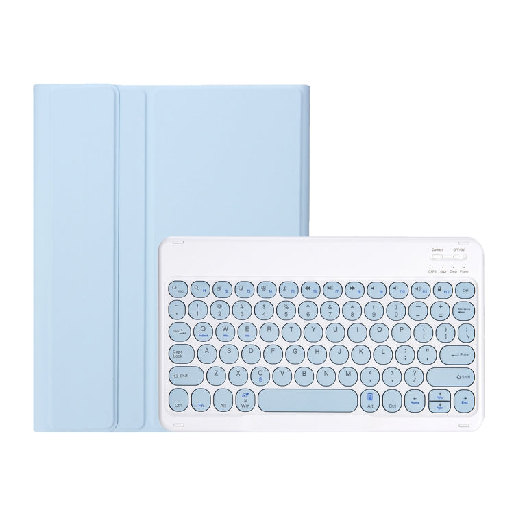 For Samsung Galaxy Tab A9+ X210/X215/X215 YA09B Candy Color TPU Round Keycap Bluetooth Keyboard Leather Case with Pen Slot(Ice Blue) - Samsung Keyboard by buy2fix | Online Shopping UK | buy2fix