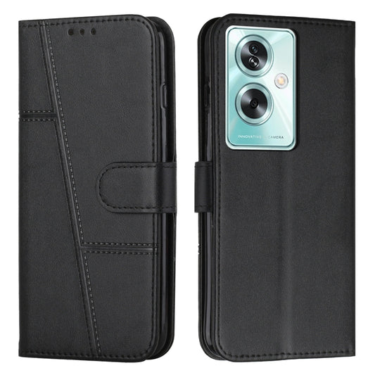 For OPPO A79 5G Stitching Calf Texture Buckle Leather Phone Case(Black) - OPPO Cases by buy2fix | Online Shopping UK | buy2fix