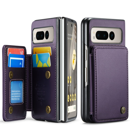 For Google Pixel Fold CaseMe C22 PC+TPU Business Style RFID Anti-theft Leather Phone Case(Purple) - Google Cases by CaseMe | Online Shopping UK | buy2fix