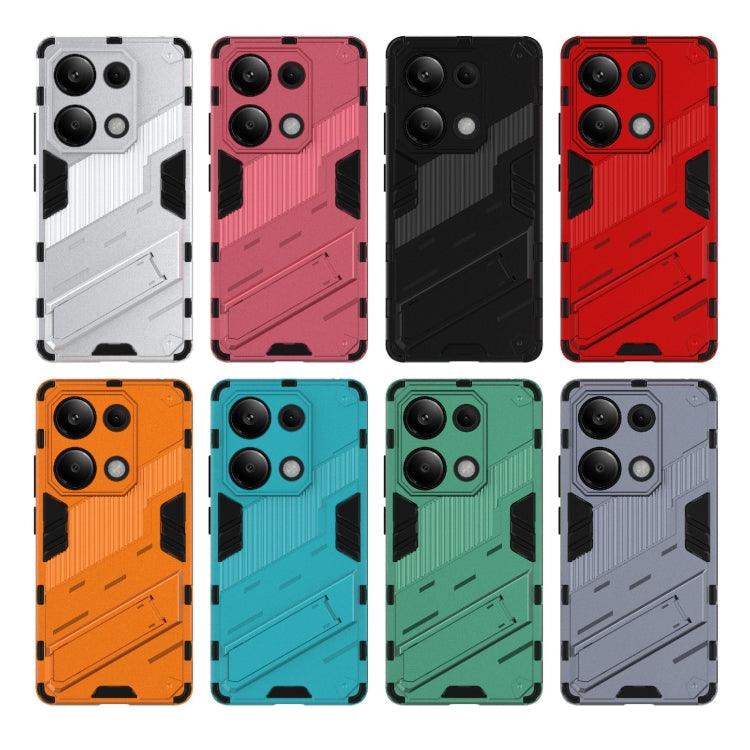 For Xiaomi Redmi Note 13 Pro 4G Global Punk Armor 2 in 1 PC + TPU Phone Case with Holder(Light Red) - Note 13 Pro Cases by buy2fix | Online Shopping UK | buy2fix