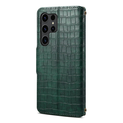 For Samsung Galaxy S24 Ultra 5G Denior Crocodile Texture Oil Edge Leather Phone Case(Green) - Galaxy S24 Ultra 5G Cases by Denior | Online Shopping UK | buy2fix