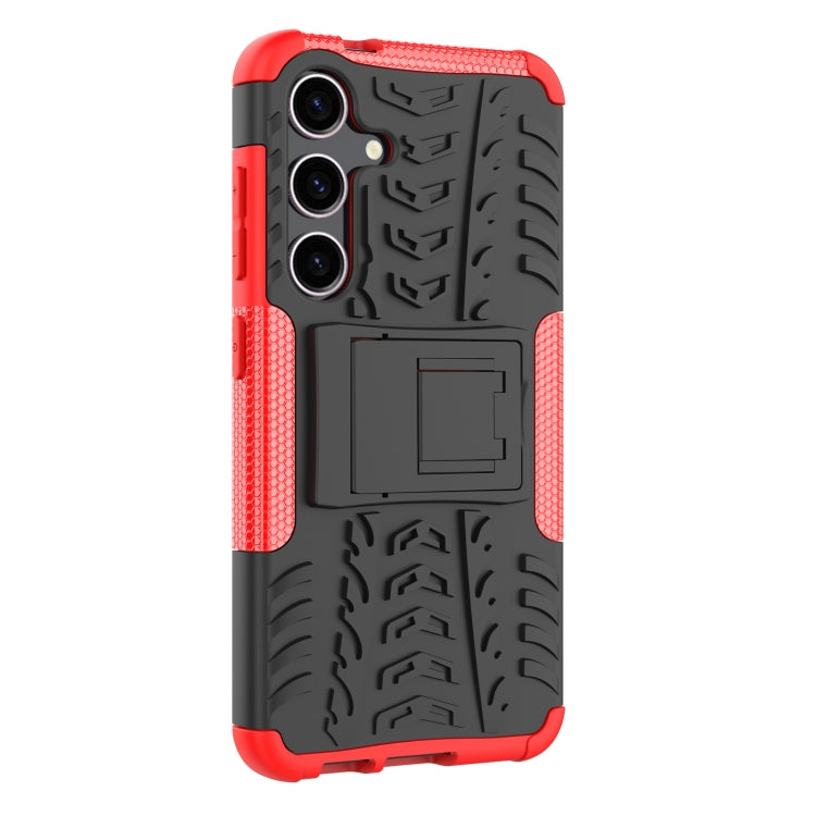 For Samsung Galaxy S24 5G Tire Texture TPU + PC Phone Case with Holder(Red) - Galaxy S24 5G Cases by buy2fix | Online Shopping UK | buy2fix