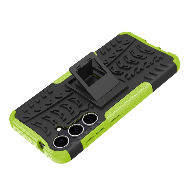 For Samsung Galaxy S24+ Tire Texture TPU + PC Phone Case with Holder(Green) - Galaxy S24+ 5G Cases by buy2fix | Online Shopping UK | buy2fix