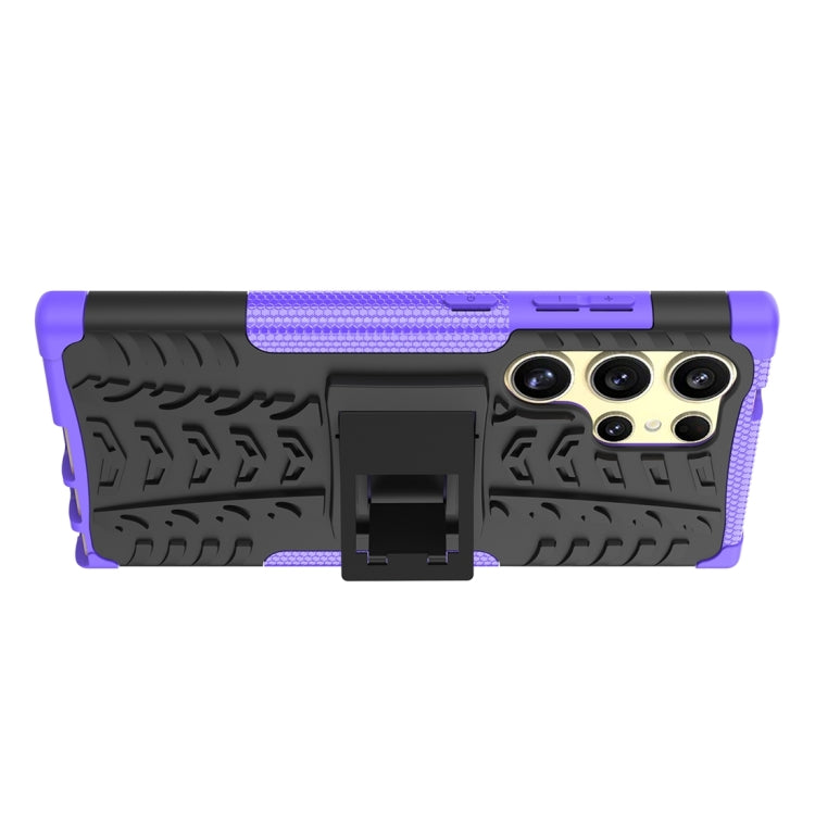 For Samsung Galaxy S24 Ultra 5G Tire Texture TPU + PC Phone Case with Holder(Purple) - Galaxy S24 Ultra 5G Cases by buy2fix | Online Shopping UK | buy2fix