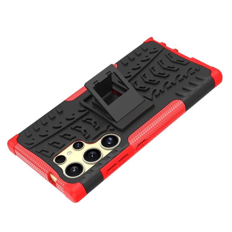 For Samsung Galaxy S24 Ultra 5G Tire Texture TPU + PC Phone Case with Holder(Red) - Galaxy S24 Ultra 5G Cases by buy2fix | Online Shopping UK | buy2fix