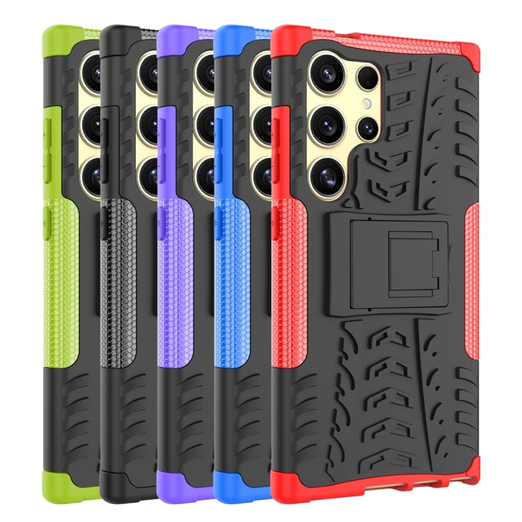 For Samsung Galaxy S24 Ultra 5G Tire Texture TPU + PC Phone Case with Holder(Red) - Galaxy S24 Ultra 5G Cases by buy2fix | Online Shopping UK | buy2fix