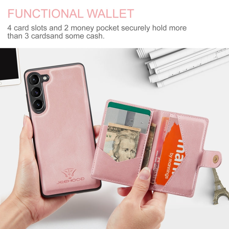 For Samsung Galaxy S24+ 5G JEEHOOD J01 Retro Magnetic Detachable Wallet Phone Case(Pink) - Galaxy S24+ 5G Cases by JEEHOOD | Online Shopping UK | buy2fix