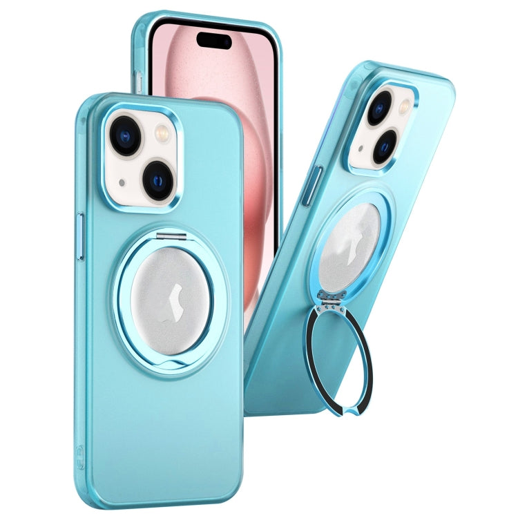 For iPhone 15 Plus MagSafe 360 Rotate Ring Holder PC Phone Case(Sierra Blue) - iPhone 15 Plus Cases by buy2fix | Online Shopping UK | buy2fix