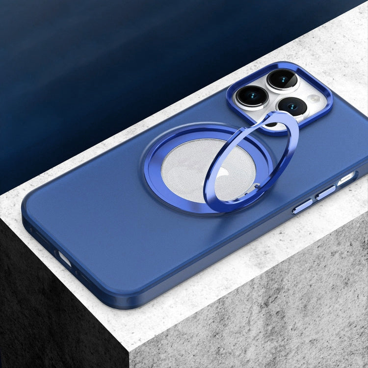 For iPhone 13 Pro Max MagSafe 360 Rotate Ring Holder PC Phone Case(Dark Blue) - iPhone 13 Pro Max Cases by buy2fix | Online Shopping UK | buy2fix