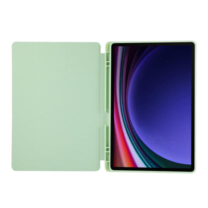 For Samsung Galaxy Tab S9 FE+ 3-Fold Pure Color TPU Leather Tablet Case with Pen Slot(Green) - Galaxy Tab S9 FE+ by buy2fix | Online Shopping UK | buy2fix