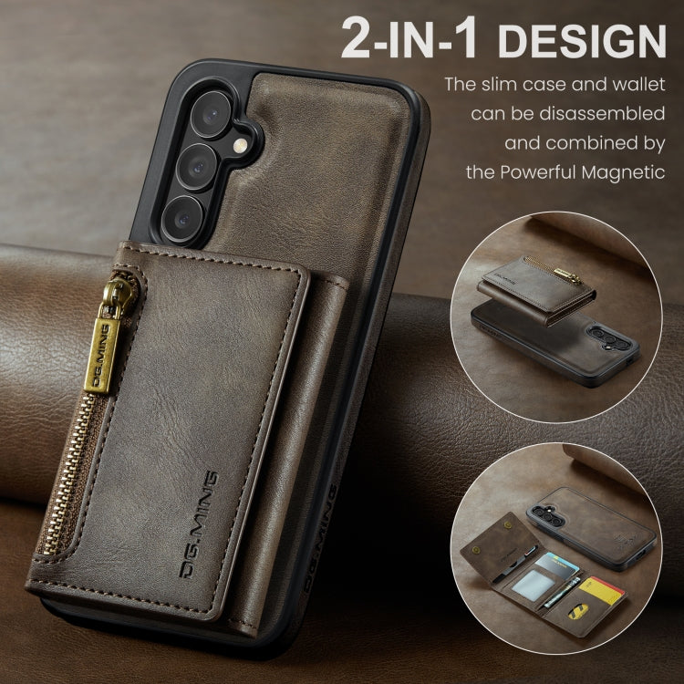 For Samsung Galaxy S24+ 5G DG.MING M5 Series Zip RFID Multi Card Detachable Leather Phone Case(Coffee) - Galaxy S24+ 5G Cases by DG.MING | Online Shopping UK | buy2fix