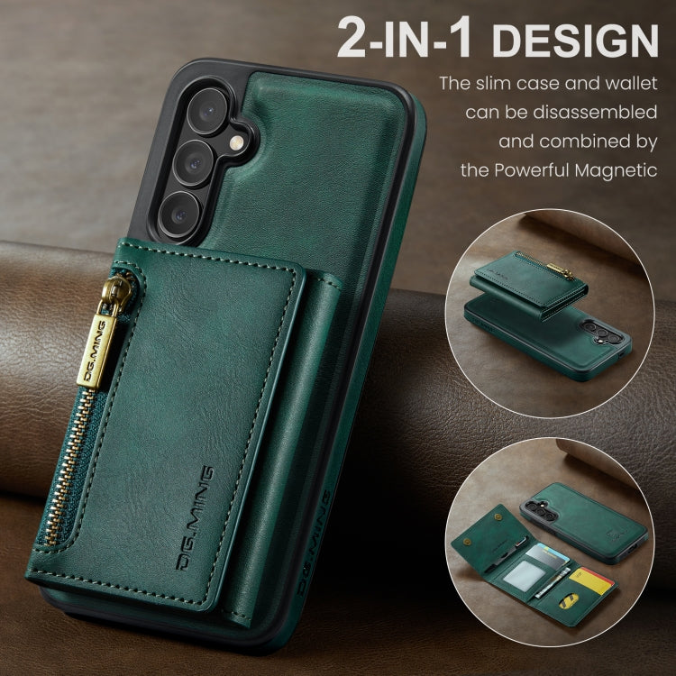 For Samsung Galaxy S24+ 5G DG.MING M5 Series Zip RFID Multi Card Detachable Leather Phone Case(Green) - Galaxy S24+ 5G Cases by DG.MING | Online Shopping UK | buy2fix