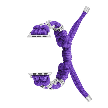 For Apple Watch Ultra 2 49mm Chrysanthemum Beads Paracord Braided Watch Band(Purple) - Watch Bands by buy2fix | Online Shopping UK | buy2fix