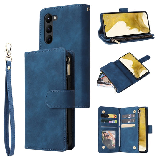 For Samsung Galaxy S23+ 5G Multifunctional Frosted Zipper Wallet Leather Phone Case(Blue) - Galaxy S23+ 5G Cases by buy2fix | Online Shopping UK | buy2fix