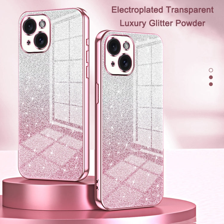 For iPhone 16 Pro Max Gradient Glitter Powder Electroplated Phone Case(Transparent) - iPhone 16 Pro Max Cases by buy2fix | Online Shopping UK | buy2fix