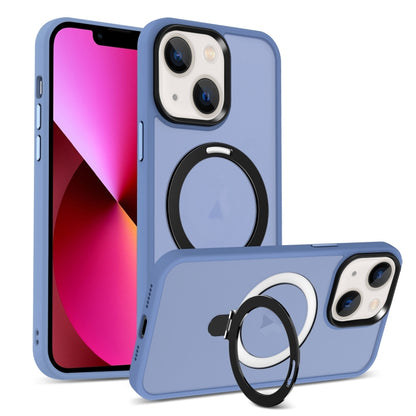 For iPhone 13 MagSafe Holder Skin-feel PC Hybrid TPU Phone Case(Blue) - iPhone 13 Cases by buy2fix | Online Shopping UK | buy2fix