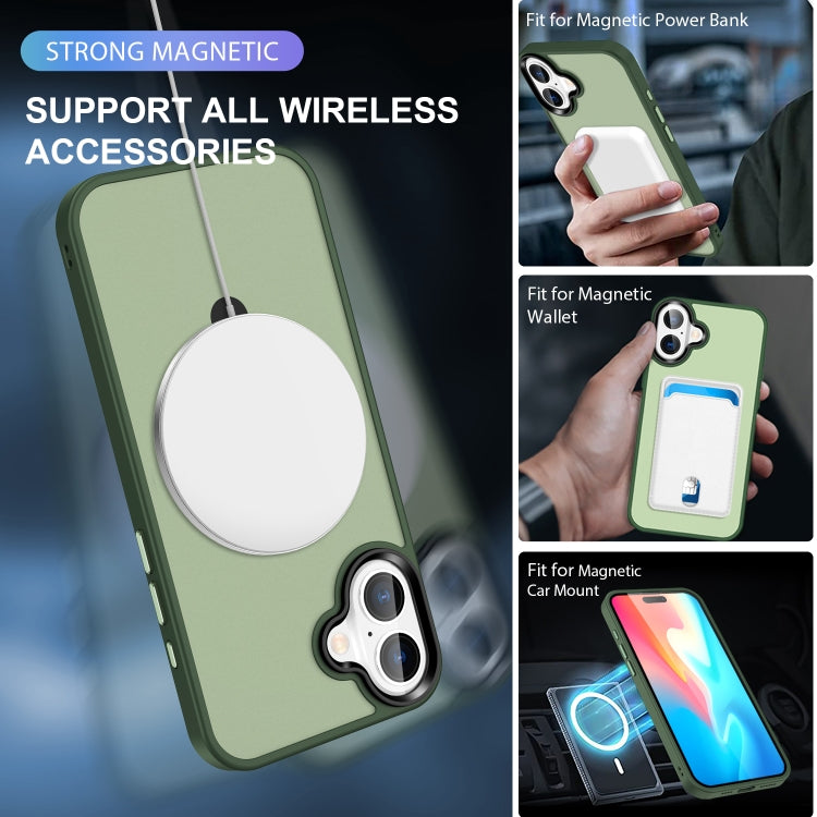 For iPhone 16 Plus Skin-feel MagSafe Holder PC Hybrid TPU Phone Case(Green) - iPhone 16 Plus Cases by buy2fix | Online Shopping UK | buy2fix