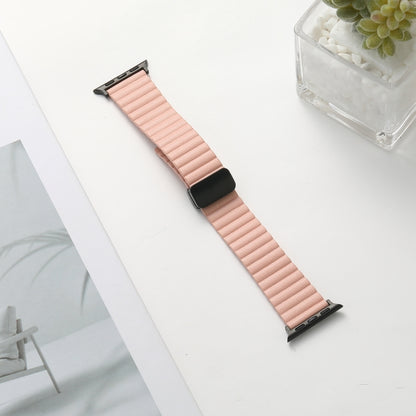 For Apple Watch SE 2023 44mm Water Ripple Magnetic Folding Buckle Watch Band, Style: Bold Version(Pink) - Watch Bands by buy2fix | Online Shopping UK | buy2fix